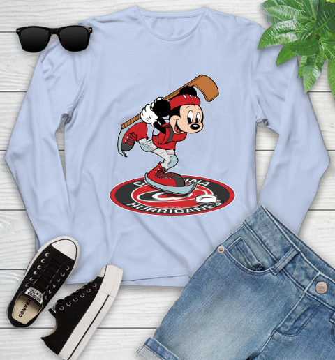 NHL Hockey Carolina Hurricanes Cheerful Mickey Disney Shirt Youth Long Sleeve 9