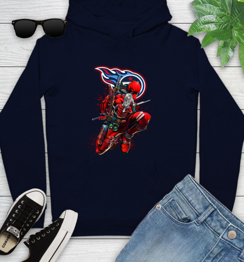 NFL Deadpool Marvel Comics Sports Football Tennessee Titans Youth Hoodie 4