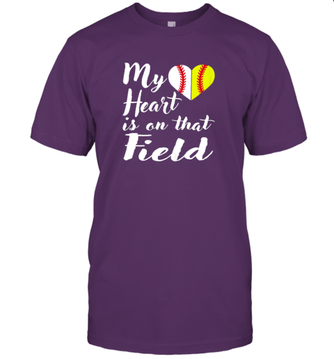 korh my heart is on that field baseball shirt softball mom gift jersey t shirt 60 front team purple