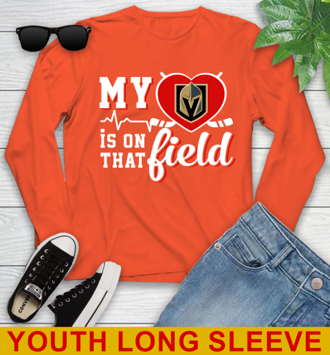 NHL My Heart Is On That Field Hockey Sports Vegas Golden Knights Youth Long Sleeve 3