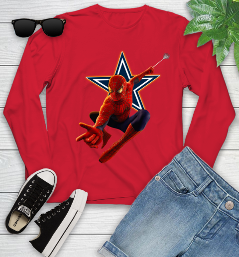 NFL Spider Man Avengers Endgame Football Dallas Cowboys Youth Long Sleeve 11