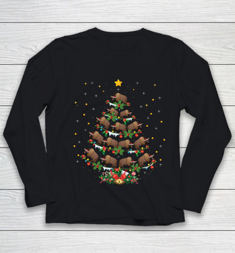 Funny Santa Bison Xmas Gift Bison Christmas Tree Youth Long Sleeve