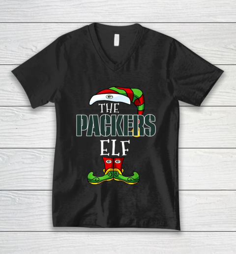 Green Bay Packers Christmas ELF Funny NFL V-Neck T-Shirt