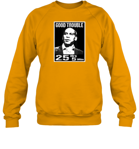 vrjw good trouble corey booker 25 hrs and 5 mins premium sweatshirt 35 front gold
