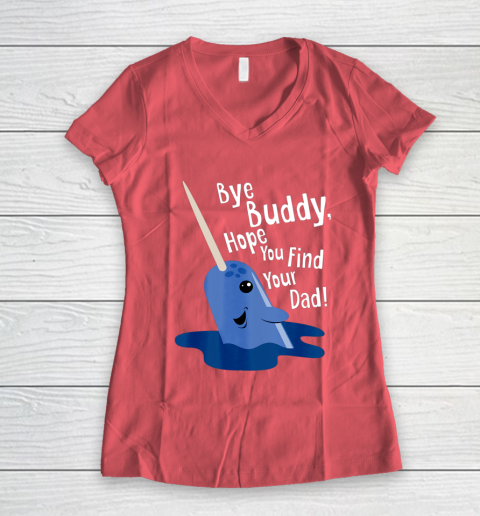 Bye Buddy Narwhal Elf Funny Christmas Holiday Gift Women's V-Neck T-Shirt 4
