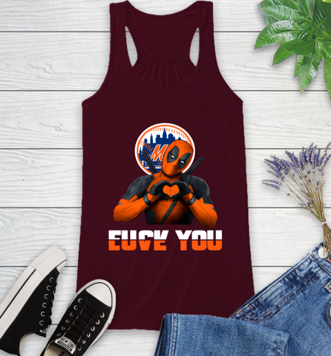 MLB New York Mets Deadpool Love You Fuck You Baseball Sports Racerback Tank 2