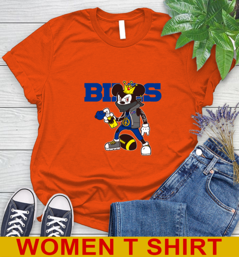 Buffalo Bills NFL Football Mickey Peace Sign Sports Women's T-Shirt 4