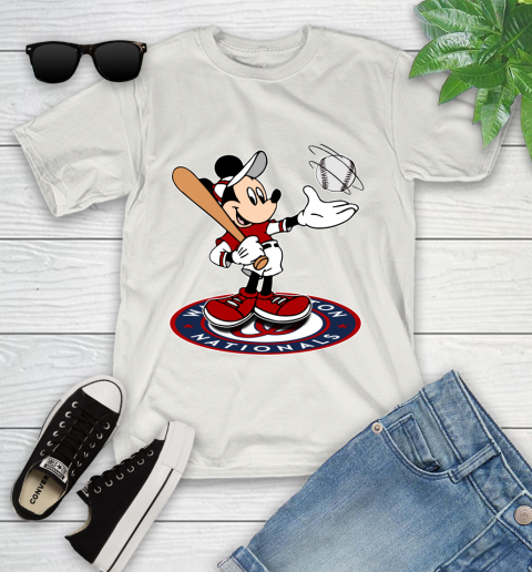 MLB Baseball Washington Nationals Cheerful Mickey Disney Shirt Youth T-Shirt 12