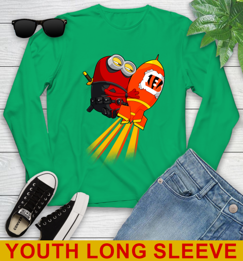 NFL Football Cincinnati Bengals Deadpool Minion Marvel Shirt Youth Long Sleeve 7