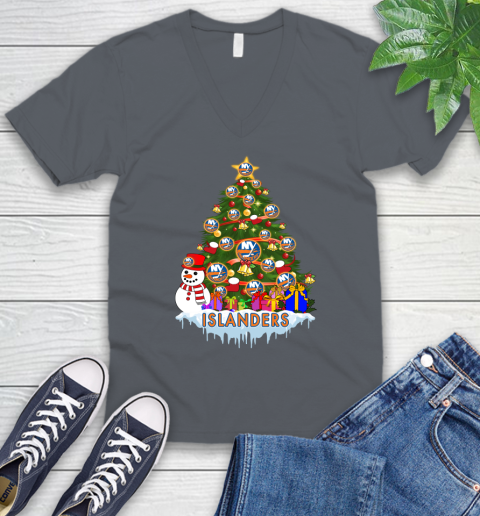 New York Islanders Merry Christmas NHL Hockey Sports V-Neck T-Shirt - Image 6