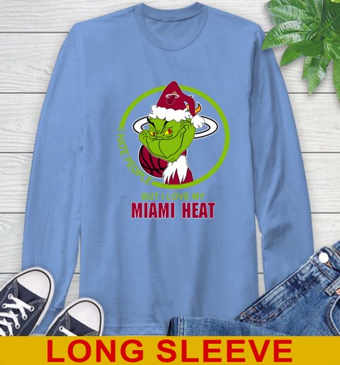 Miami Heat NBA Christmas Grinch I Hate People But I Love My Favorite Basketball Team Long Sleeve T-Shirt 11