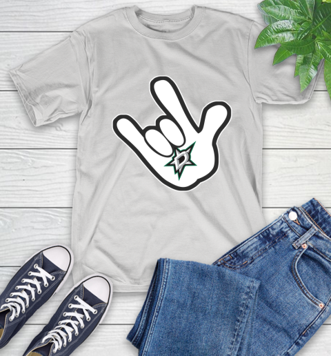 Dallas Stars NHL Hockey Mickey Rock Hand Disney T-Shirt