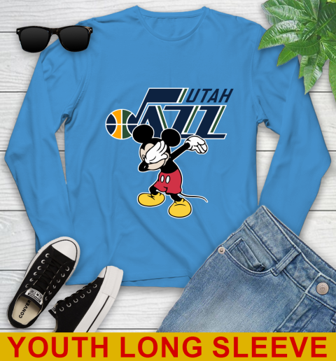 Utah Jazz NBA Basketball Dabbing Mickey Disney Sports Youth Long Sleeve 8