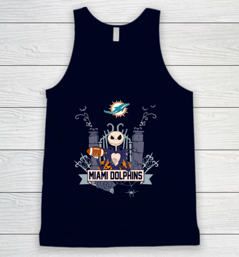 NFL Miami Dolphins Football Jack Skellington Halloween Tank Top 2