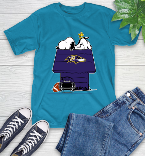 Baltimore Ravens NFL Football Snoopy Woodstock The Peanuts Movie T-Shirt 8