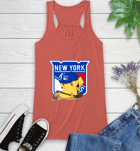 NHL Pikachu Hockey Sports New York Rangers Racerback Tank 4