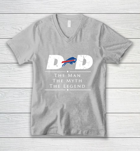 Buffalo Bills NFL Football Dad The Man The Myth The Legend V-Neck T-Shirt - Image 4