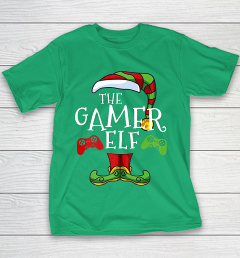 Gamer Elf Family Matching Christmas Funny Gaming Pajama Youth T-Shirt 3