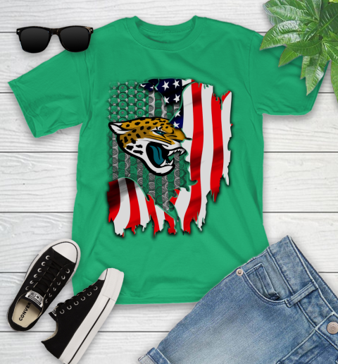 Jacksonville Jaguars NFL Football American Flag Youth T-Shirt 8