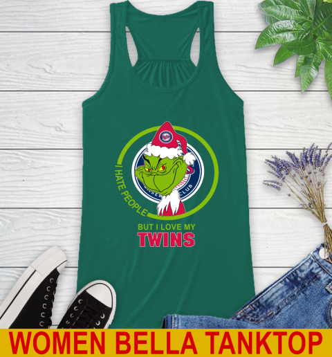 Minnesota Twins MLB Christmas Grinch I Hate People But I Love My Favorite Baseball Team Racerback Tank 7
