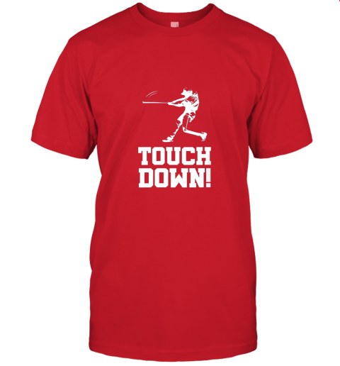ju5f baseball inspired touchdown funny parody homerun hit jersey t shirt 60 front red