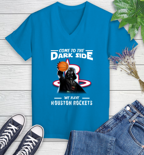 NBA Come To The Dark Side We Have Houston Rockets Star Wars Darth Vader Basketball Women's V-Neck T-Shirt 7
