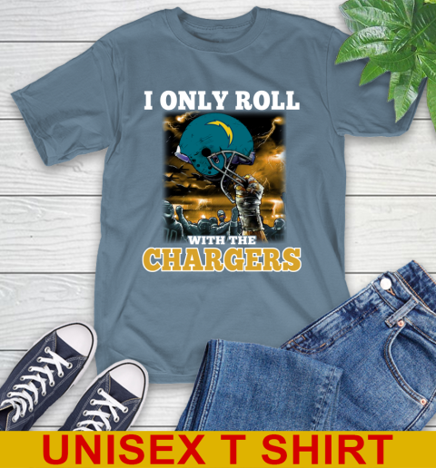 Los Angeles Chargers NFL Football I Only Roll With My Team Sports T-Shirt - Image 9