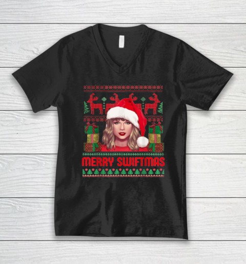Funny Merry Swiftmas Era Women Christmas Ugly Sweater Xmas V-Neck T-Shirt