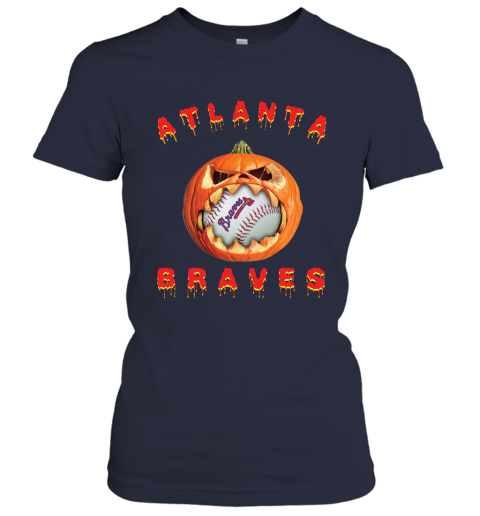 MLB Atlanta Braves Baseball Jack Skellington Halloween Youth Long Sleeve