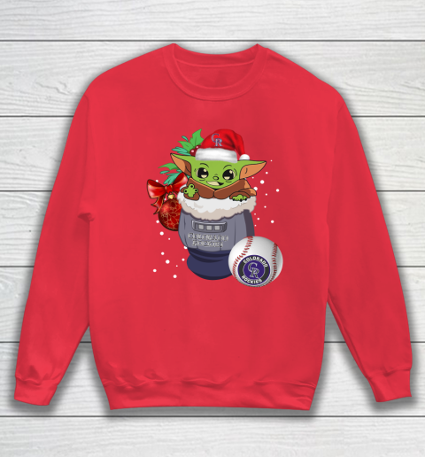 Colorado Rockies Christmas Baby Yoda Star Wars Funny Happy MLB Sweatshirt 8