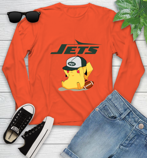 NFL Pikachu Football Sports New York Jets Youth Long Sleeve 4