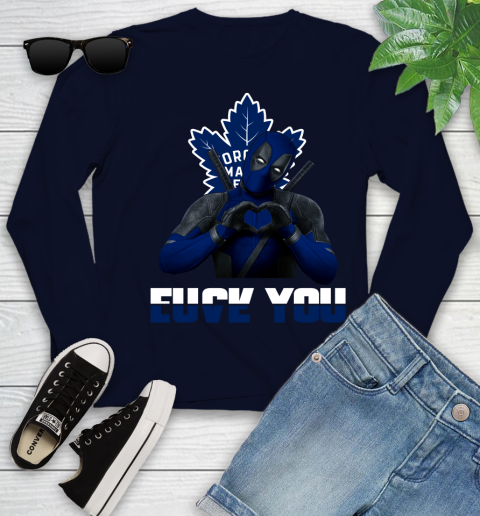 NHL Toronto Maple Leafs Deadpool Love You Fuck You Hockey Sports Youth Long Sleeve 2