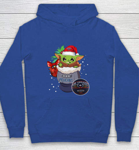 New Orleans Pelicans Christmas Baby Yoda Star Wars Funny Happy NBA Youth Hoodie 8