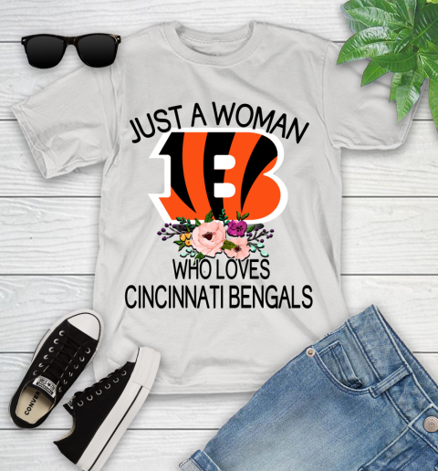 NFL Just A Woman Who Loves Cincinnati Bengals Football Sports Youth T-Shirt