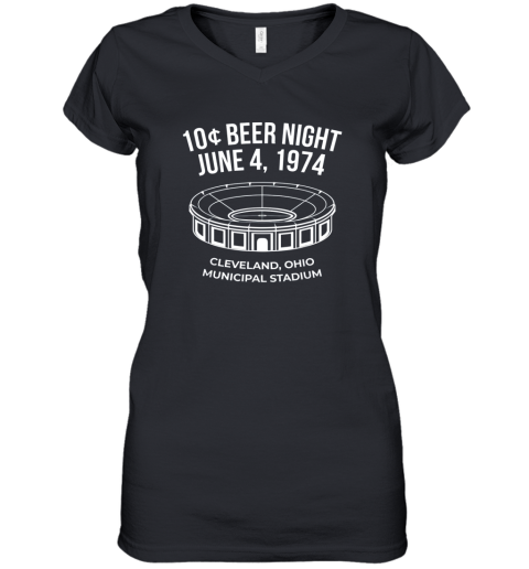 Cleveland Baseball Shirt Retro 10 Cent Beer Night Women's V-Neck T-Shirt