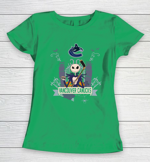 NHL Vancouver Canucks Hockey Jack Skellington Halloween Women's T-Shirt 5