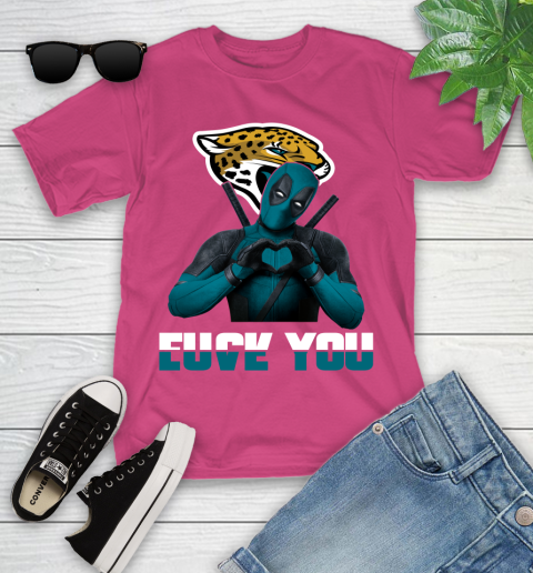 NHL Jacksonville Jaguars Deadpool Love You Fuck You Football Sports Youth T-Shirt 11