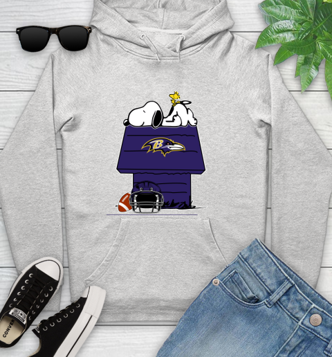 Baltimore Ravens NFL Football Snoopy Woodstock The Peanuts Movie Youth Hoodie