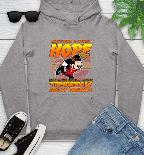 Calgary Flames NHL Hockey ootball Mickey Disney Never Lose Hope Youth Hoodie 6