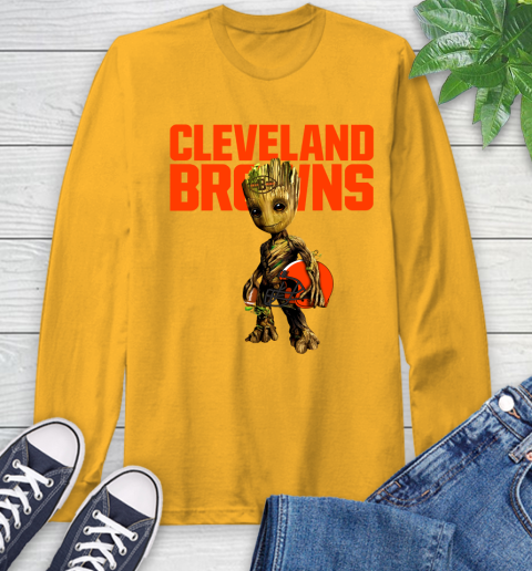 Cleveland Browns NFL Football Groot Marvel Guardians Of The Galaxy Long Sleeve T-Shirt 3