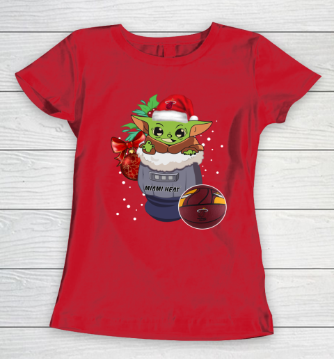 Miami Heat Christmas Baby Yoda Star Wars Funny Happy NBA Women's T-Shirt 10