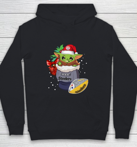 Pittsburgh Steelers Christmas Baby Yoda Star Wars Funny Happy NFL Youth Hoodie
