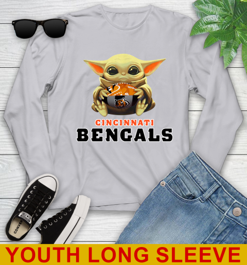 NFL Football Cincinnati Bengals Baby Yoda Star Wars Shirt Youth Long Sleeve - Image 7