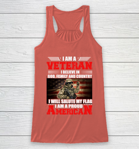 Veteran Shirt Im a Veteran I Believe In God Family And Country Anerican Flag Racerback Tank 3