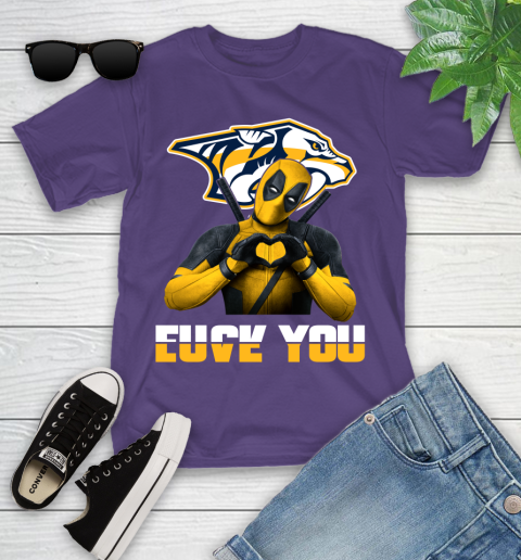 NHL Nashville Predators Deadpool Love You Fuck You Hockey Sports Youth T-Shirt 3