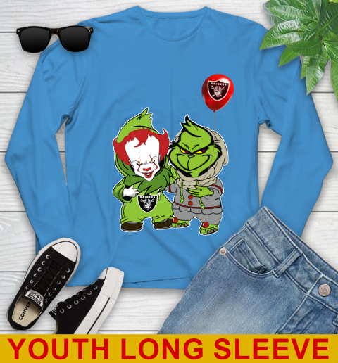Oakland Raiders Baby Pennywise Grinch Christmas NFL Football Youth Long Sleeve 8