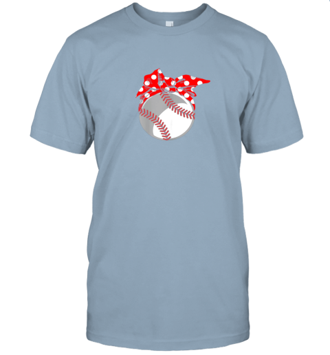 fxao baseball sport mom red polka dot bandana gift jersey t shirt 60 front light blue