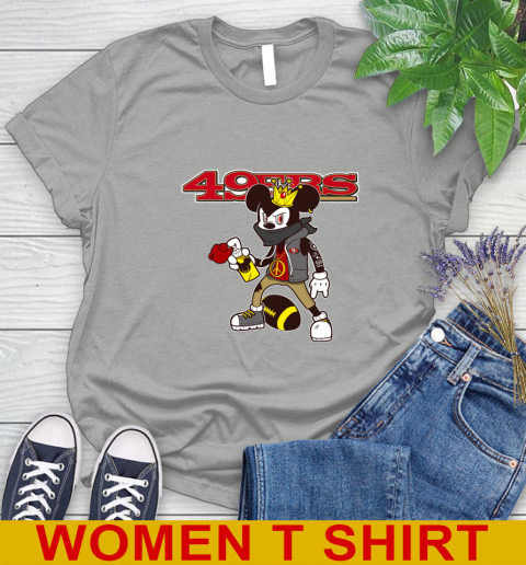 San Francisco 49ers NFL Football Mickey Peace Sign Sports Women's T-Shirt - Image 12