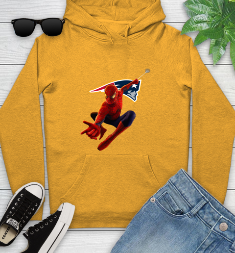 NFL Spider Man Avengers Endgame Football New England Patriots Youth Hoodie 3