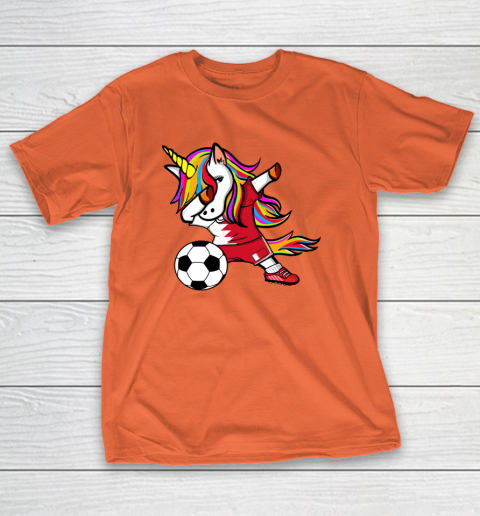 Dabbing Unicorn Bahrain Football Bahraini Flag Soccer T-Shirt 17